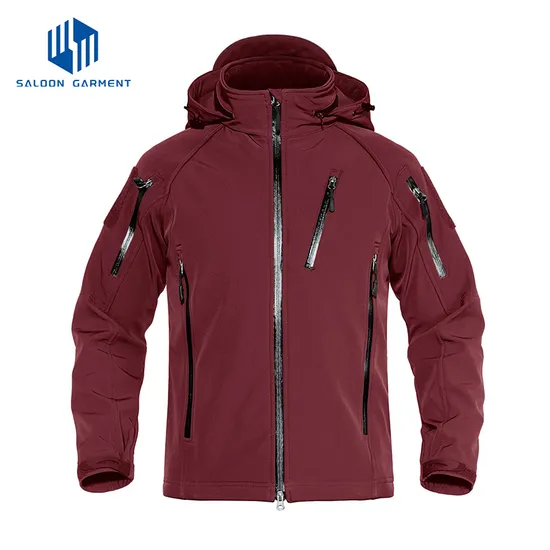 Men's Outdoor Hiking Fleece Lined Warm Hooded Windproof Coat Tactical Softshell Jacket