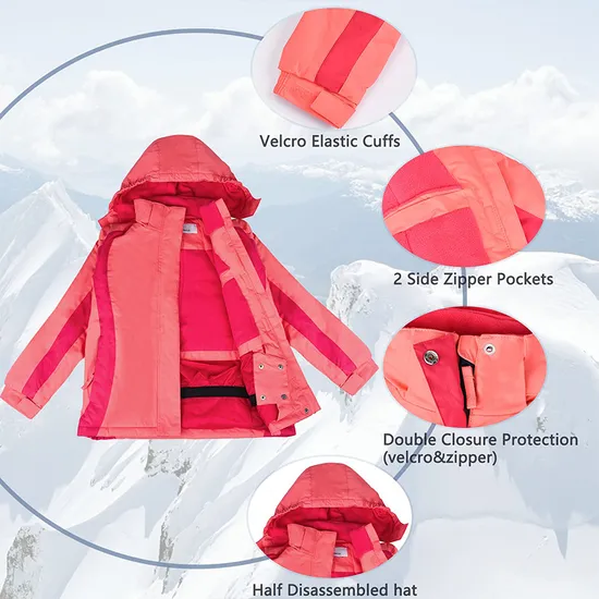 Kid's Winter Outer Wear Quilted Coat Waterproof Girl's Windbreaker Snowboarding Ski Jacket