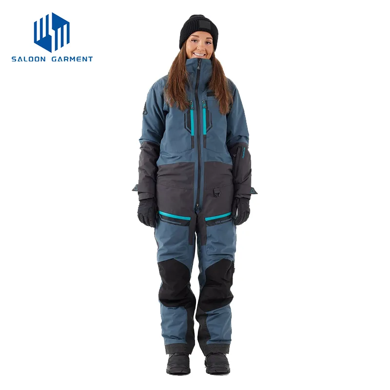 Women Men One Piece Snow Suits Waterproof Windproof Snowsuit Insulated Ski Jumpsuit