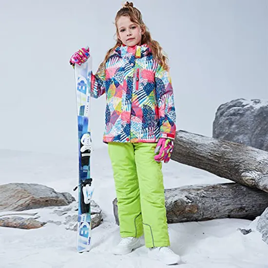Girls Two Piece Waterproof Warm Jackets with Hood Winter Pants Snowsuits Ski Suits