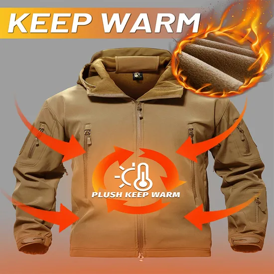 Fleece Lined Warm Water Resistant Tactical Softshell Jackets