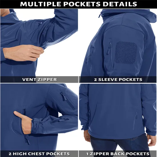 Men's Reversible Insulated Water Resistant Windproof Winter Fishing Coat Tactical Softshell Jackets