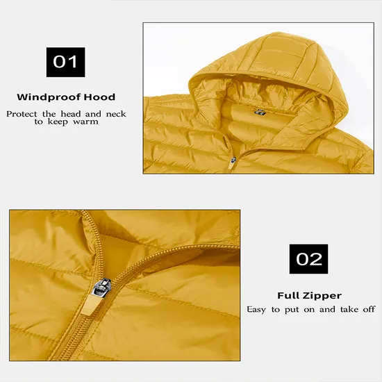 Packable Lightweight Outerwear Windbreaker Puffer Coat Padded Jacket for Men