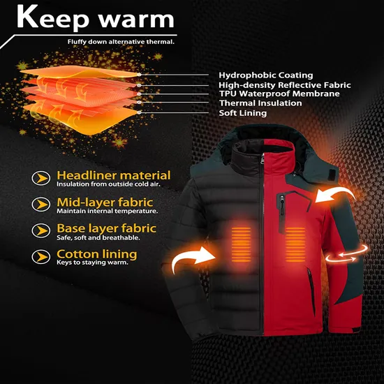 Mens Winter Waterproof Snow Fleece Coat Windproof 3 in 1 Skiing Jacket