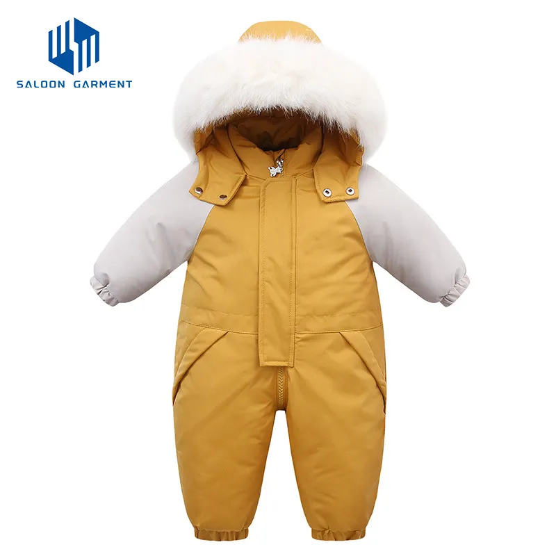 Unisex Kids Winter Outwear Jumpsuit Newborn Baby Clothes Heavy Fleece One-Piece Rompers with Zipper Closure Ski Snowsuit