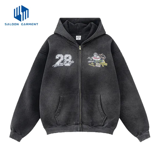 High Quality Custom Embroidery Logo Outwear Solid Pattern Pullover Woven Hoodie