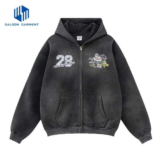 High Quality Custom Embroidery Logo Outwear Solid Pattern Pullover Woven Hoodie