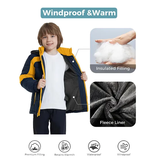 Premium Waterproof Lightweight Padded Fleece Coats for Boys