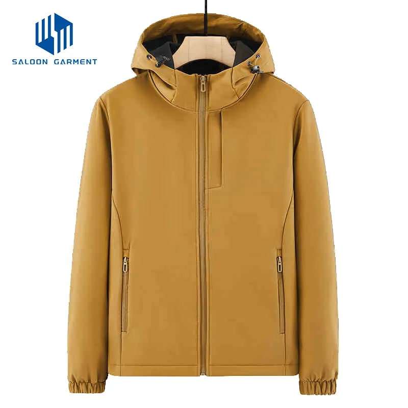 Autumn/Winter Plush Soft Shell Single Layer Windproof Jacket Outdoor Ski Men's Hooded Winter Jacket for Men
