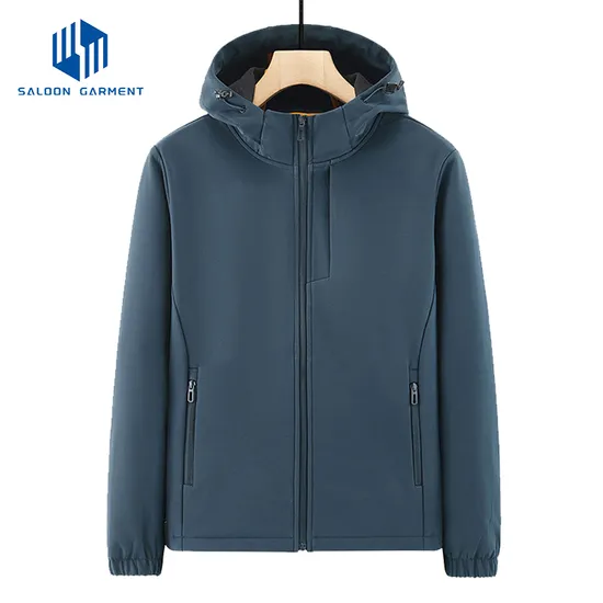Autumn/Winter Plush Soft Shell Single Layer Windproof Jacket Outdoor Ski Men's Hooded Winter Jacket for Men