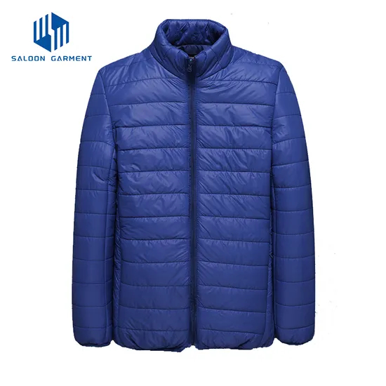 Autumn Winter Men Clothing Solid Color Outerwear Stand Collar Coat Warm Quilted Jacket