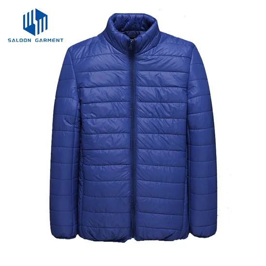 Autumn Winter Men Clothing Solid Color Outerwear Stand Collar Coat Warm Quilted Jacket