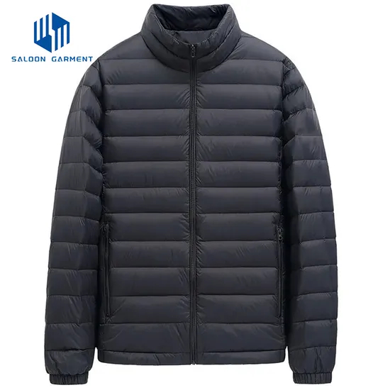 Custom High Quality Plain Color Men's Plus Size Winter Padded Coat Quilted Jacket