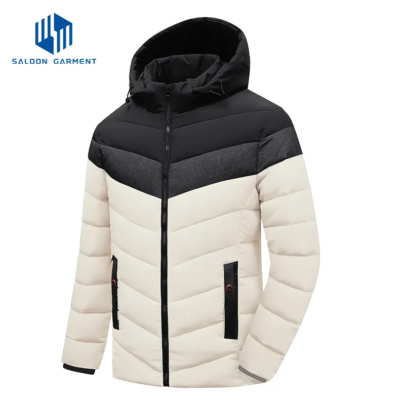 Customized Men's Winter High Warmth Fleece Lining Puffer Hooded Jackets