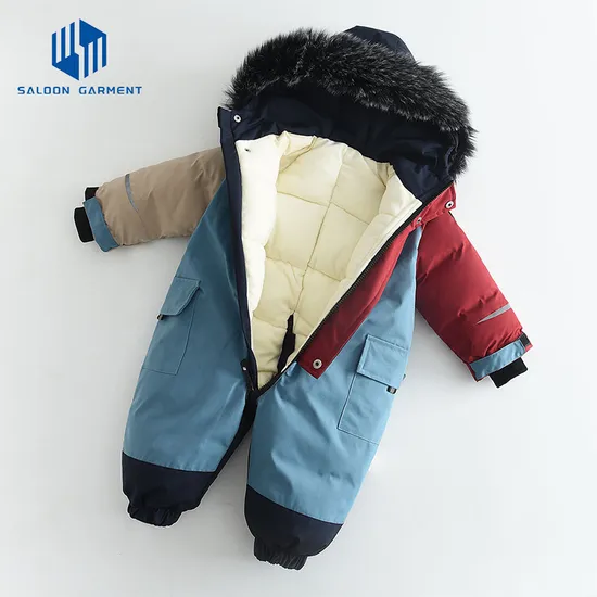 Custom Logo OEM & ODM Ski Jumpsuits Set Breathable for Skiing Hooded Warm One Piece Ski for Boys