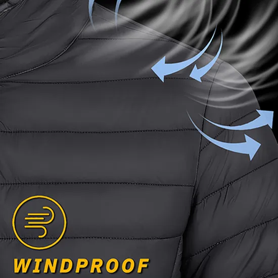 Custom New Fashion 100% Nylon Thickened Waterproof Windproof Solid Colour Hooded Men's Winter Outdoor Jacket