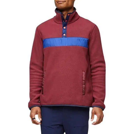 OEM Custom High Quality 100% Polyester Stand Collar Fleece Men's Fleece Pullover