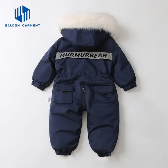 OEM Wholesale Winter Clothes Snowsuit Snow Wear Coats Baby Girls Boys Warm Cotton Hooded Jumpsuit
