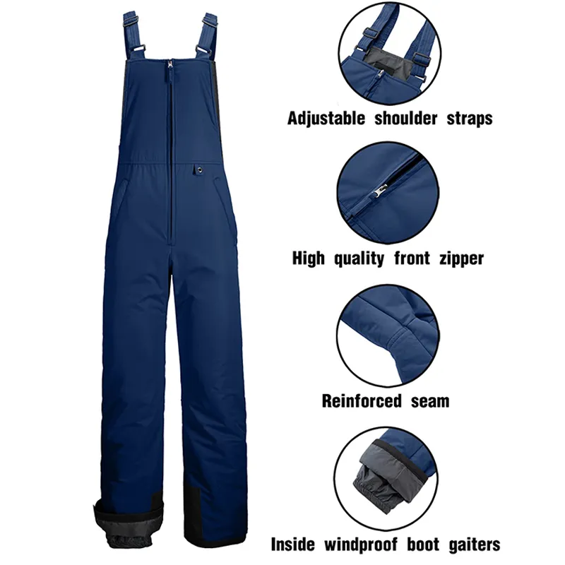 Men's Winter Snow Trousers Windproof Waterproof Outdoor Pants Ski Overall with Adjustable Straps