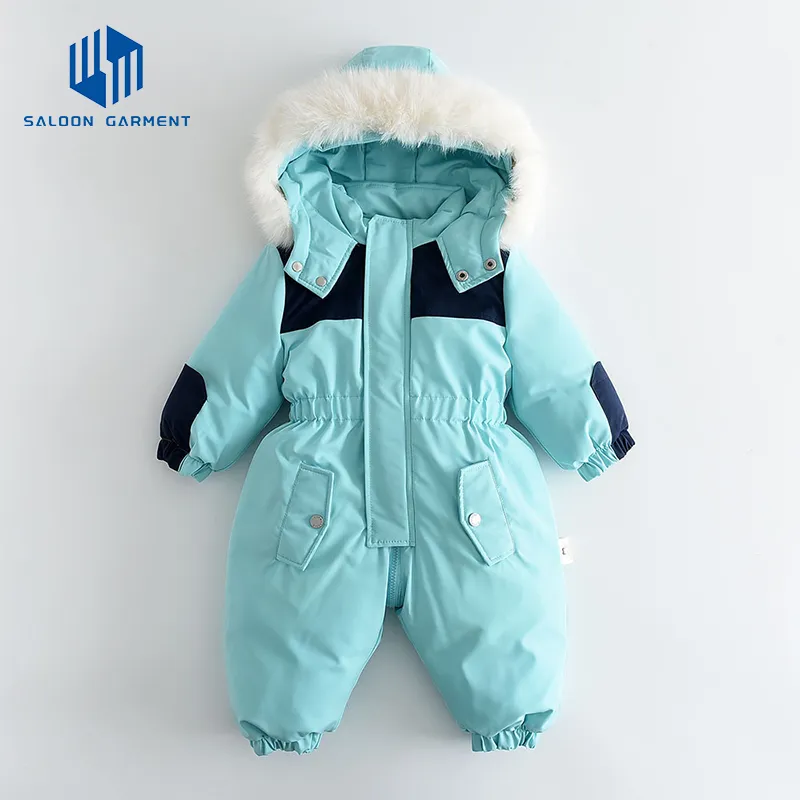 Winter Popular Fashion Waterproof Snowsuit Toddler Kids Ski Jackets Coat with Hooded