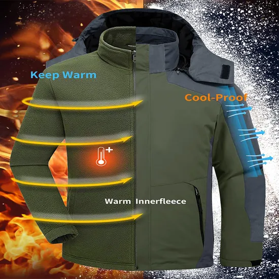 Men's Waterproof Warm Winter Snow Coat Puffer Rain 3-in-1 Ski Jacket