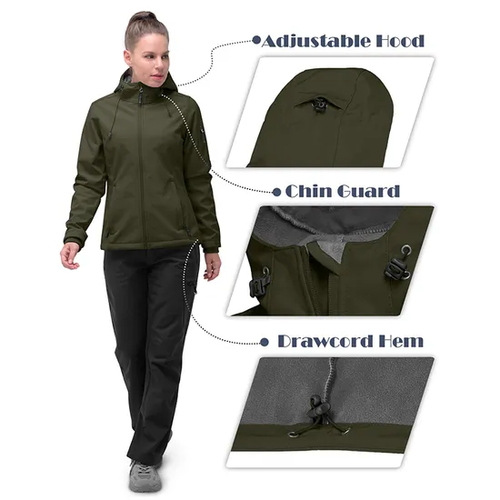Custom Women Workwear Outdoor Sports Camping Coats Waterproof Softshell Jacket with Hood