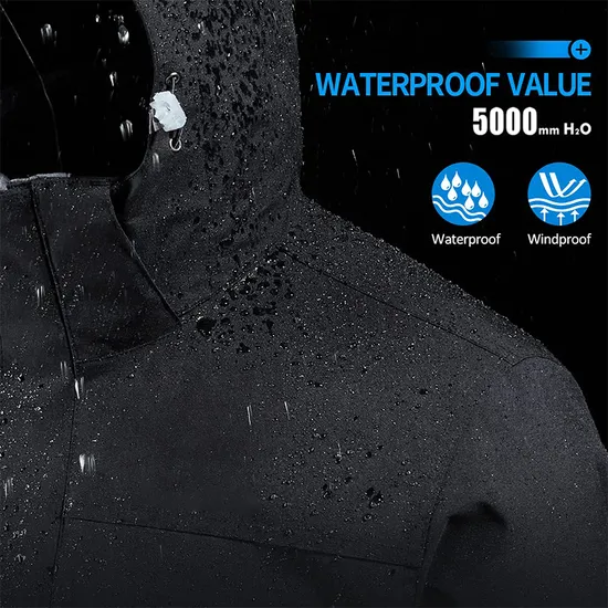 Men's Waterproof Winter Snow Inner Warm Fleece Coat Hooded 3-in-1 Ski Jacket