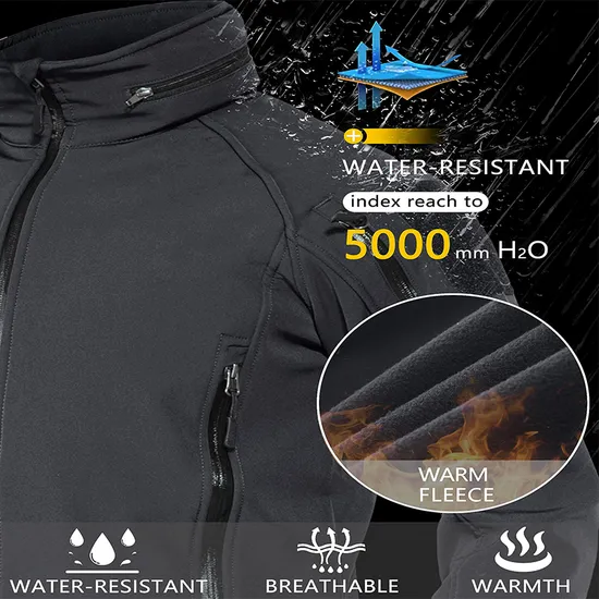 Men's Outdoor Lightweight Breathable Waterproof Hooded Tactical Softshell Jacket