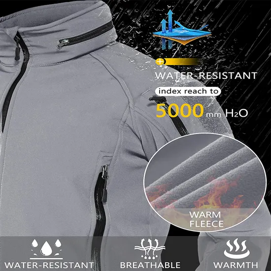 Mens Fleece Lined Hooded Lightweight Insulated Running Coat Softshell Jacket