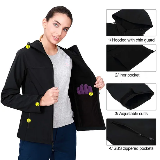 Women's Outdoor Waterproof Windproof Stretch Soft Shell Hooded Tactical Softshell Jacket