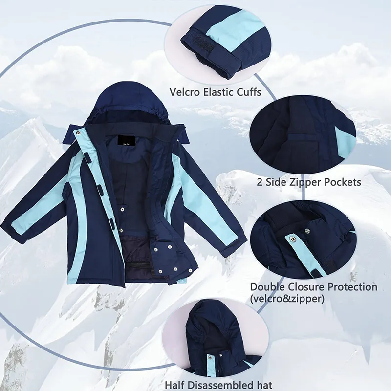 Kid's Waterproof Winter Coat Girl's Fleece Snowboarding Ski Jacket