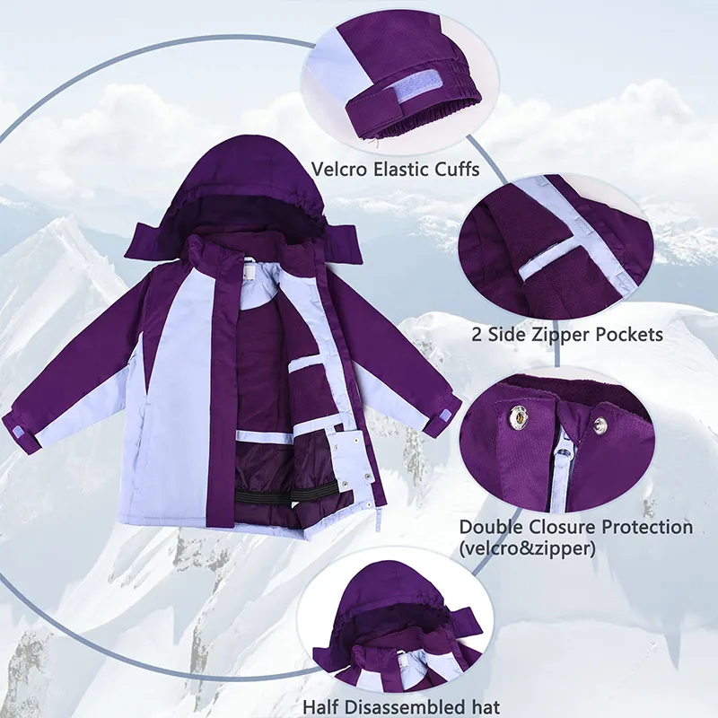 Girl's Waterproof Winter Coat Windproof Outdoor Raincoat Ski Jacket