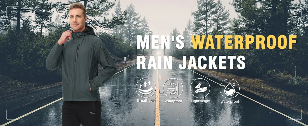 Men's Waterproof Breathable Raincoat Softshell Windbreaker Rain Jacket