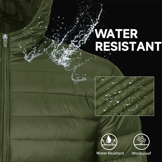 Men's Packable Lightweight Water-Resistant Puffer Down Jacket