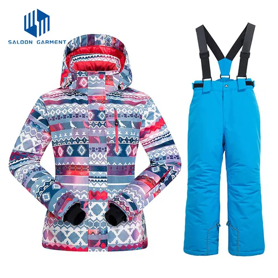 Custom Winter Outdoor Sport Kids Snow Wear Boy Girls Snow Suit Children's Jackets Coat Pants Windbreaker Waterproof Snowsuit