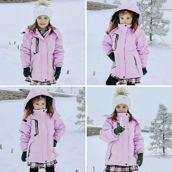 Girl's Waterproof Warm Winter Outer Wear Fleece Hooded Ski Jacket