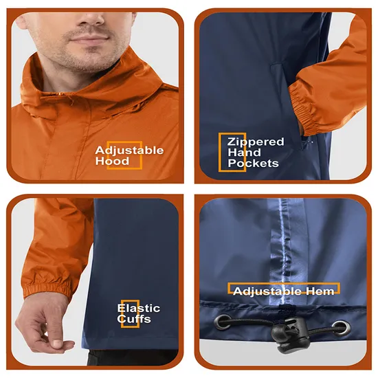 Outdoor Waterproof Rainwear Breathable Raincoat Rain Jacket for Men