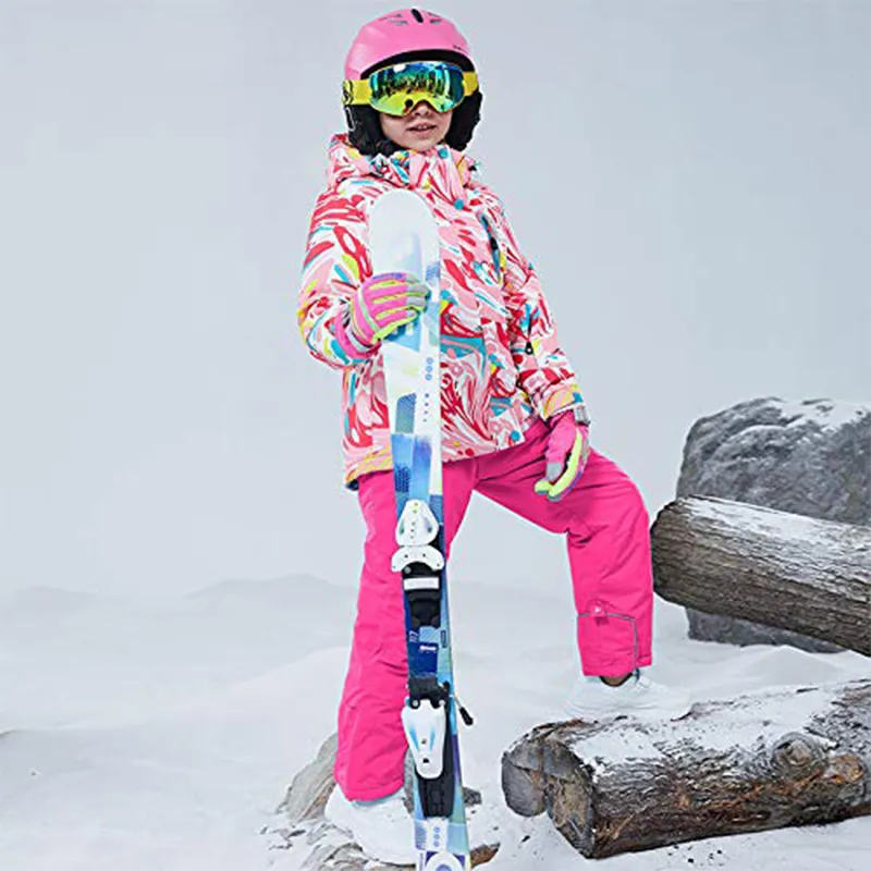 Girls' Waterproof Jumpsuit Winter Snowmobile Ski Suit Coveralls Kids' Snowsuit