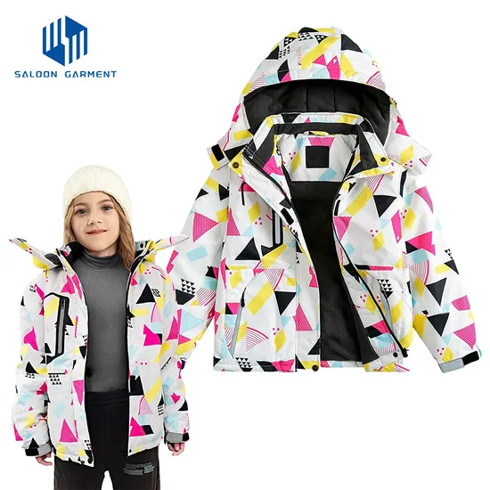 Girl's Winter Warm Fleece Hooded Coat Fashion Raincoat Snowboarding Ski Jacket