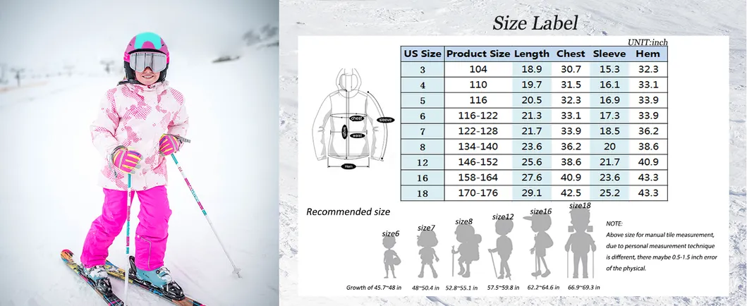 Girl's Waterproof Fleece Snow Coat Windproof Warm Winter Snowboarding Ski Jacket