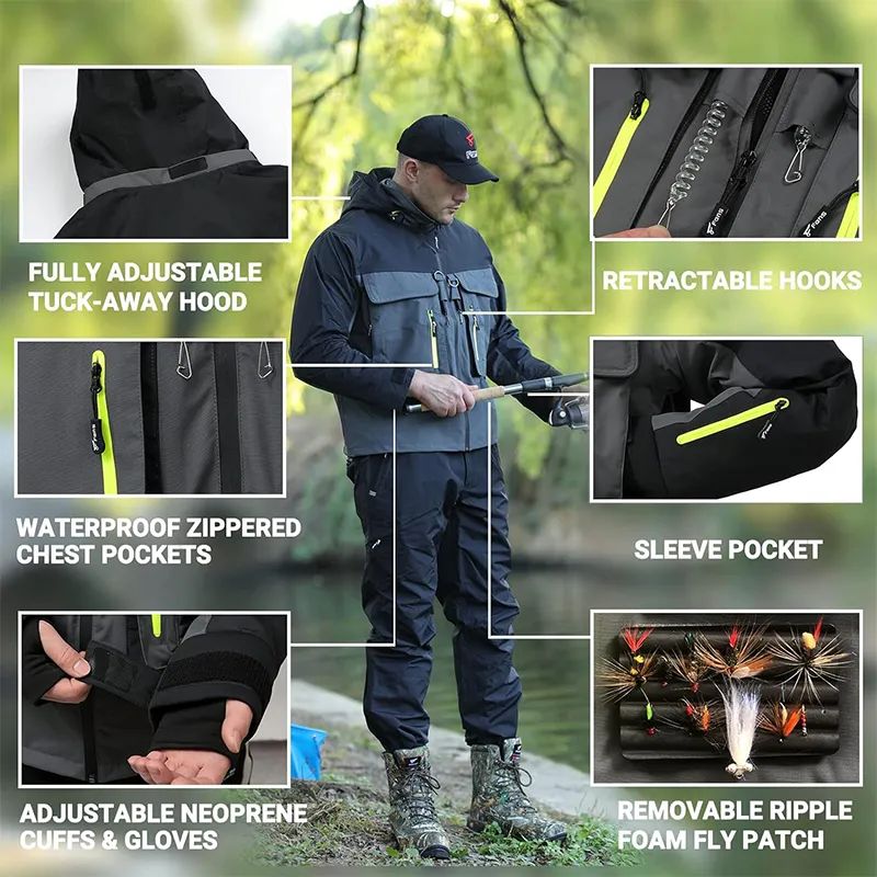 Wholesale Custom Logo Outdoor Breathable Waterproof 3 Layer Fabric for Fishing Jacket