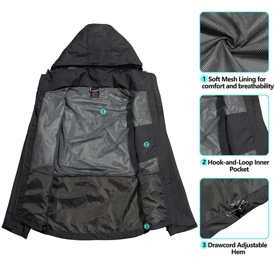 Wholesale Custom Logo Waterproof Zipper Softshell Polyester Coats Windbreaker Jacket