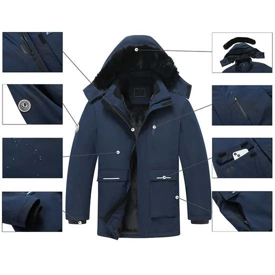 Men's Waterproof Warm Winter Snow Coat Mountain Windbreaker Hooded Raincoat Ski Jacket