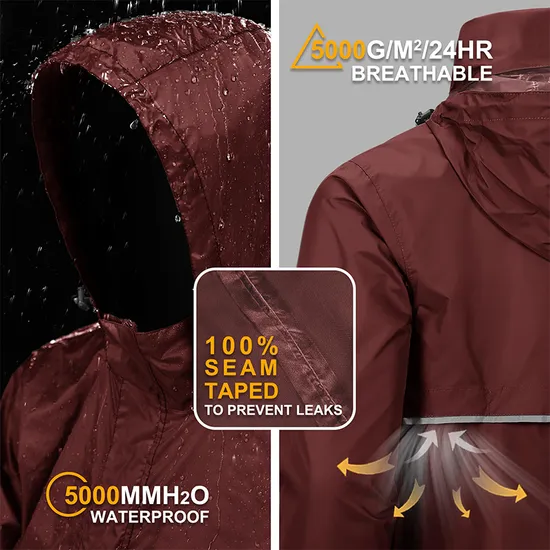 Waterproof Lightweight Raincoat Rain Poncho Jacket with Pocket
