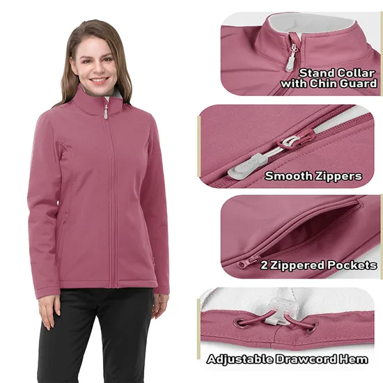 Wholesale Womens Custom Spring and Autumn Waterproof Outdoor Windbreaker Softshell Jacket
