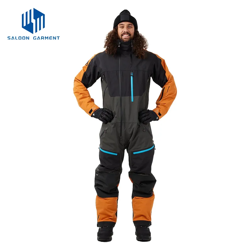 Men's Barrier Waterproof Ice Insulated One Piece Snow Suit for Snowmobile