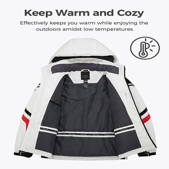 Men's Waterproof Warm Winter Snow Coat Hooded Raincoat Ski Jacket