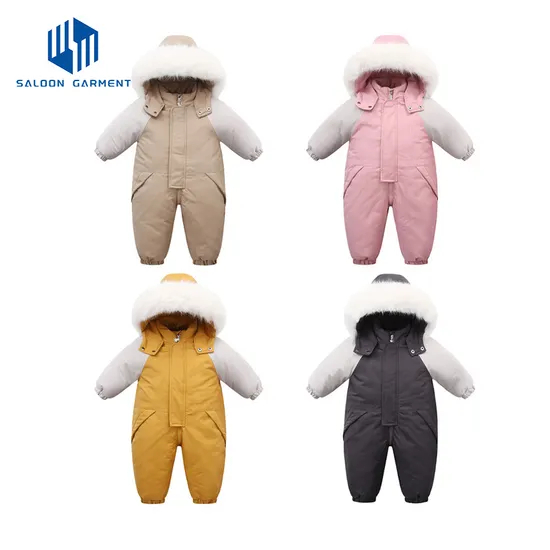 Unisex Kids Winter Outwear Jumpsuit Newborn Baby Clothes Heavy Fleece One-Piece Rompers with Zipper Closure Ski Snowsuit
