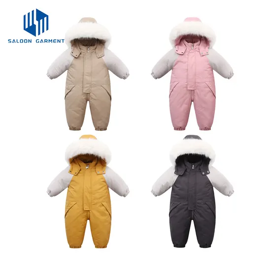 Unisex Kids Winter Outwear Jumpsuit Newborn Baby Clothes Heavy Fleece One-Piece Rompers with Zipper Closure Ski Snowsuit