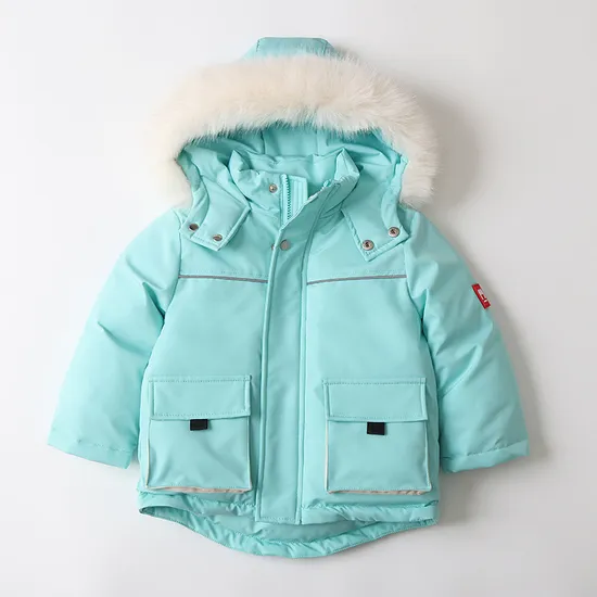 Girl's Waterproof Windproof Snowsuit Winter Jacket Children Fur Hooded Ski Jacket Coat and Pants
